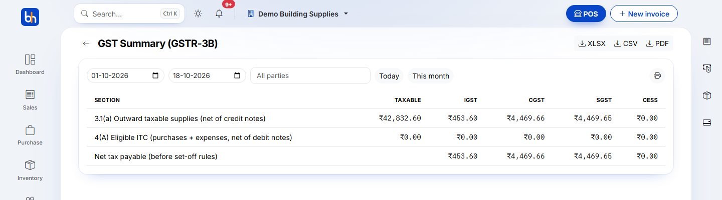 Gst Upload Software BharatHisab — GST Billing, Inventory & Accounting Software